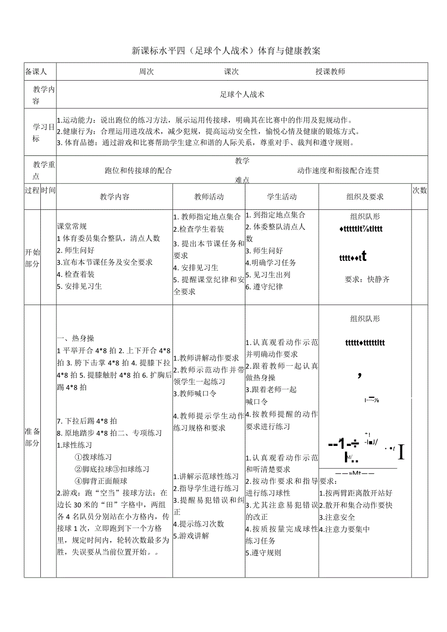 【新课标】水平四（初中）体育《足球个人战术基本练习》公开课教案.docx_第1页