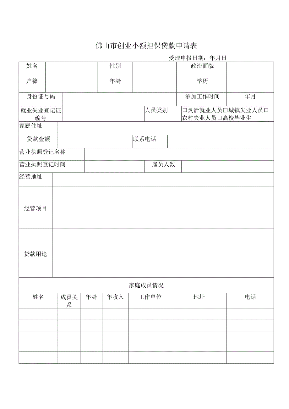 创业小额担保贷款申请表.docx_第1页