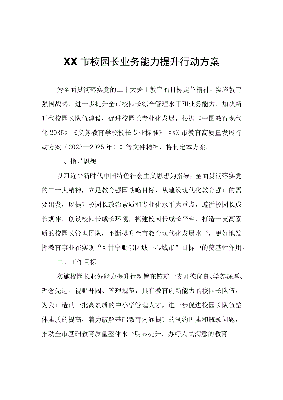 XX市校园长业务能力提升行动方案.docx_第1页