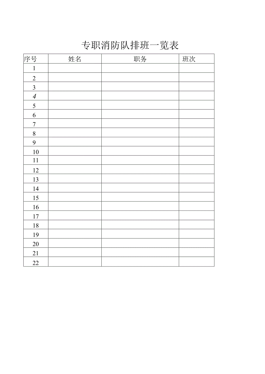 专职消防队排班一览表及装备情况.docx_第1页