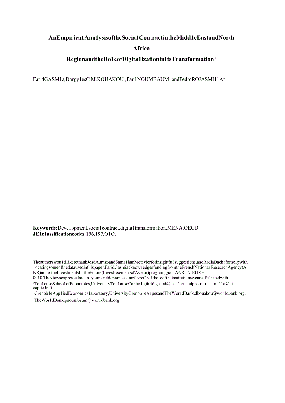 【行业报告】世界银行-中东北非地区社会契约及其数字化转型的实证分析（英）-2023.5_市场营销策划.docx_第1页