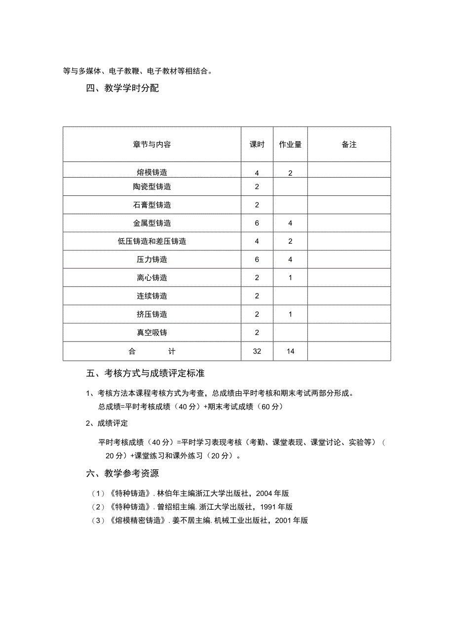 《特种铸造工艺及设备》课程教学大纲.docx_第2页