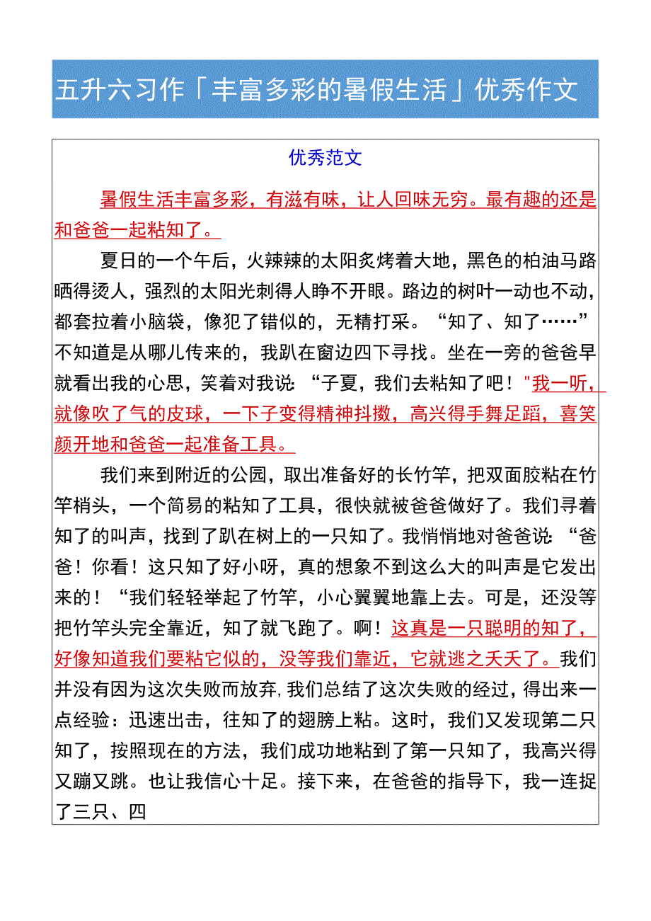 五升六习作「丰富多彩的暑假生活」优秀作文.docx_第2页