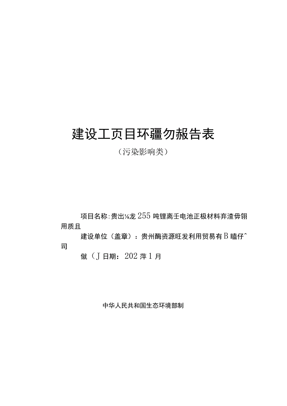 贵州大龙25万吨锂离子电池正极材料弃渣土综合利用项目环评报告.docx_第1页