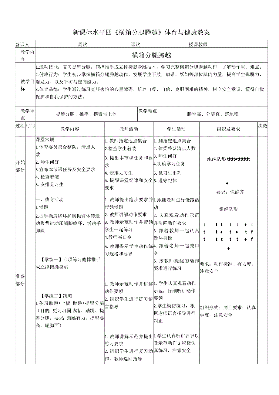 【新课标】水平四（初中）体育《技巧：横箱分腿腾越》公开课教案.docx_第1页