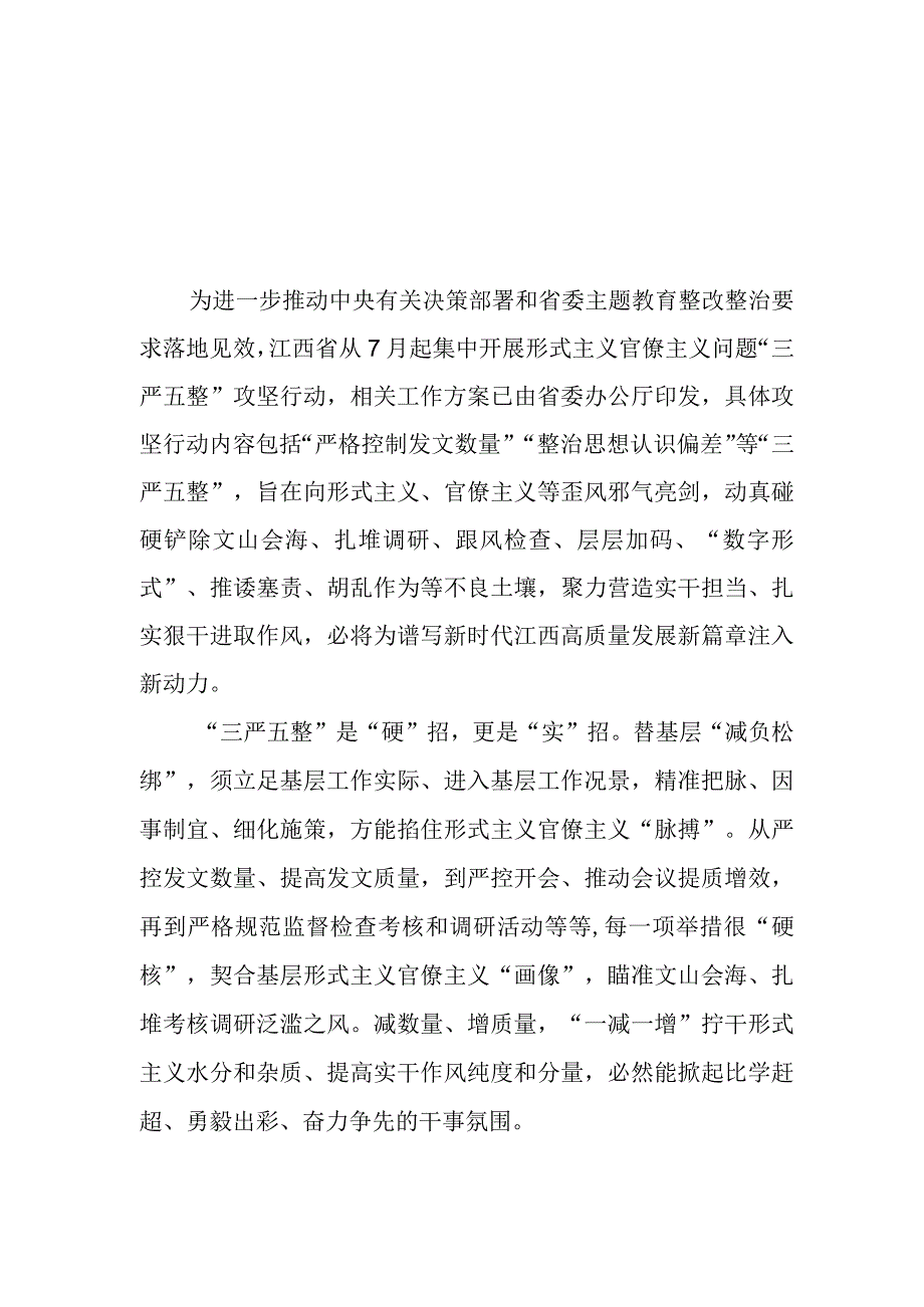 （11篇）2023关于开展形式主义官僚主义问题“三严五整”攻坚行动心得体会研讨发言材料.docx_第3页