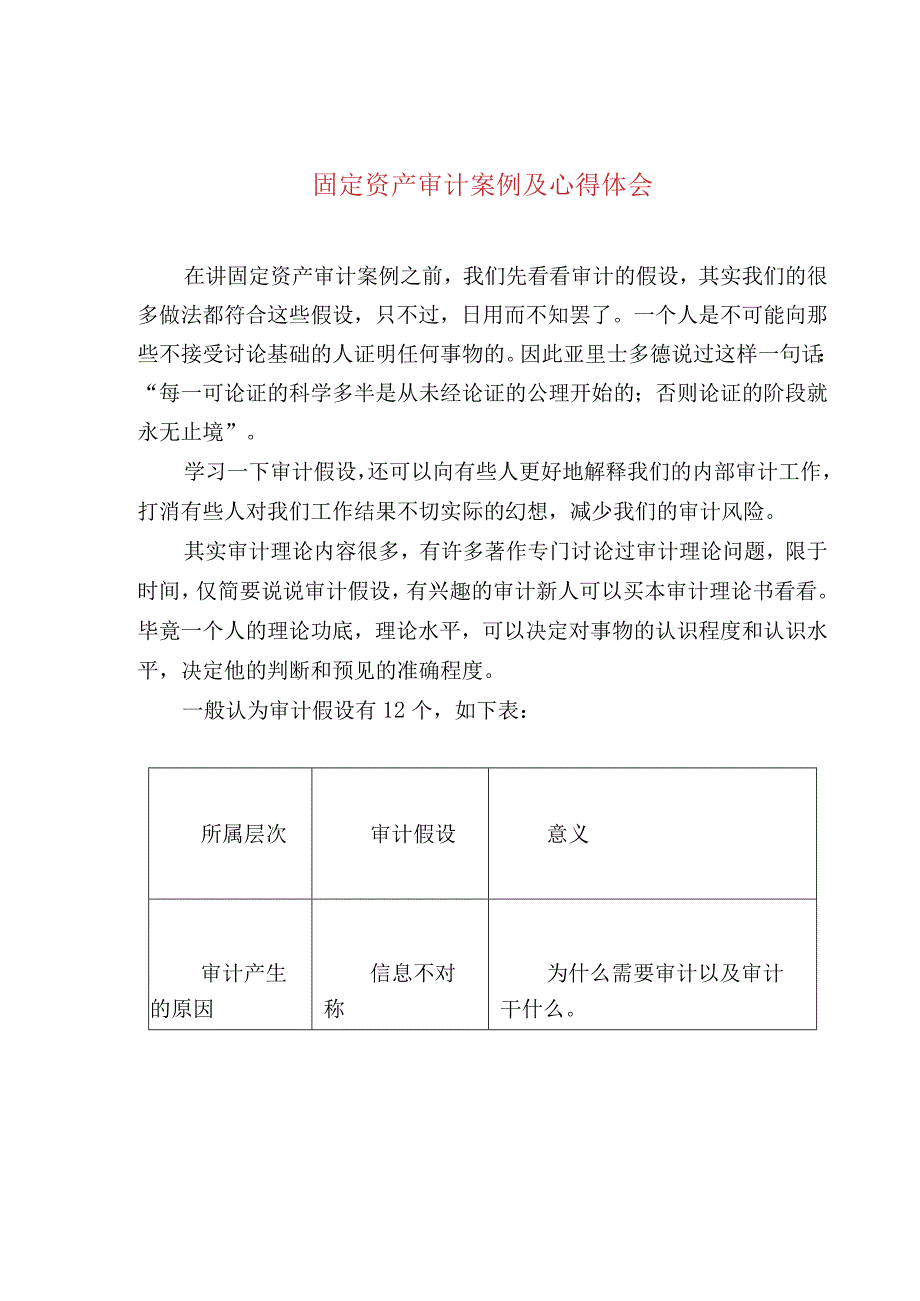 固定资产审计案例及心得体会.docx_第1页