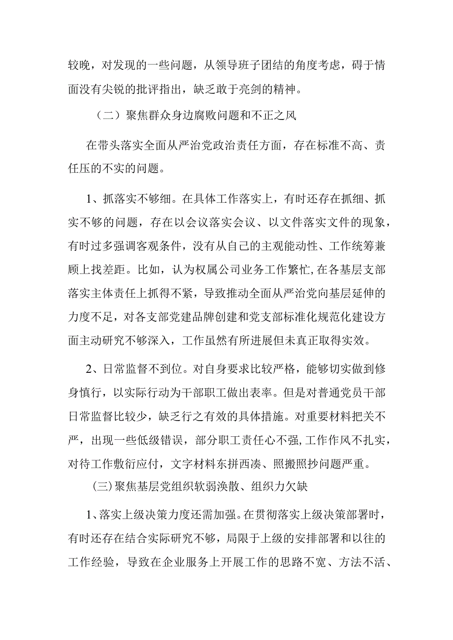 国企巡察整改专题民主生活会总经理个人发言材料.docx_第2页