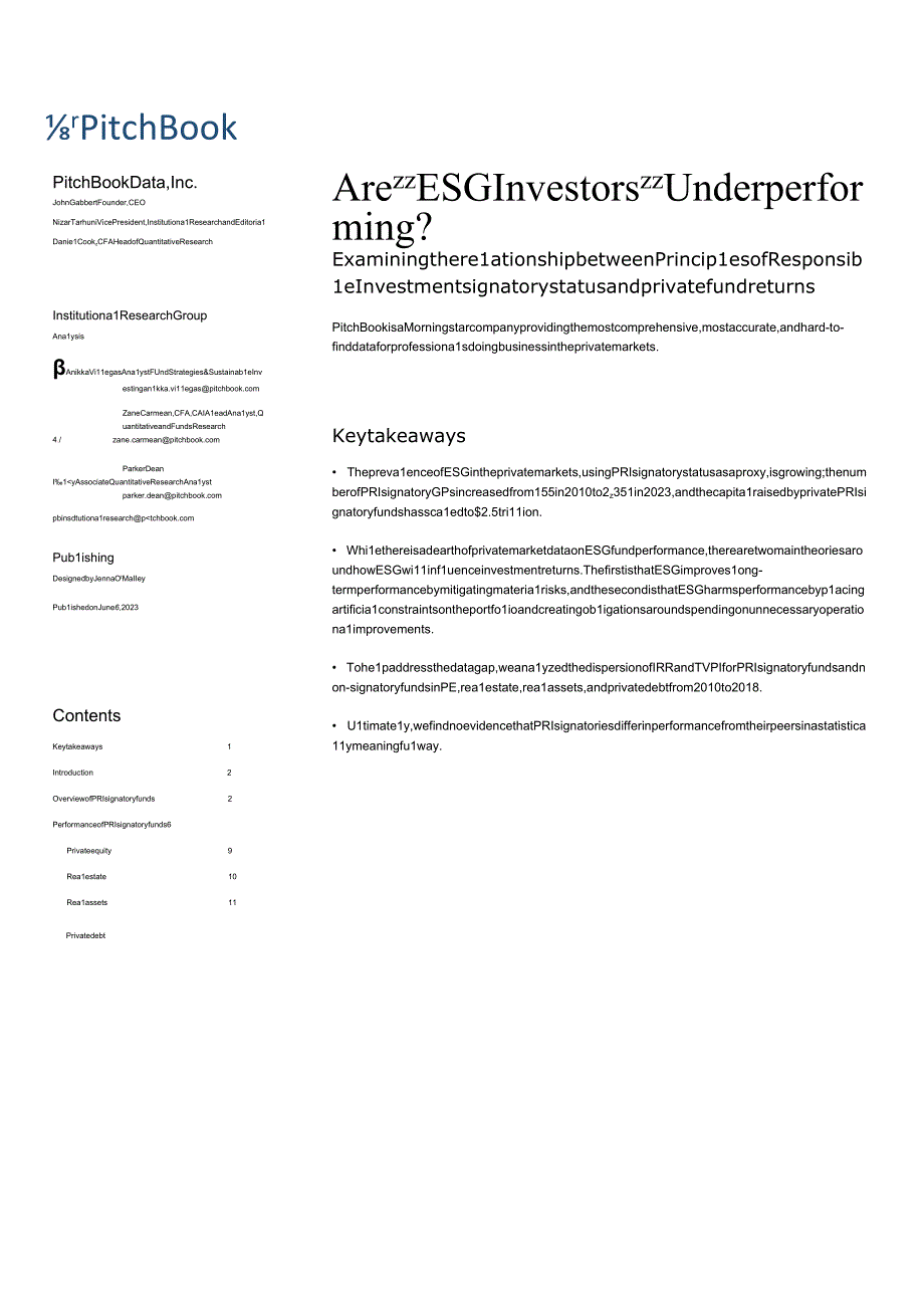 【行业报告】PitchBook分析师注：“ESG投资者”是否表现不佳？（英）-2023_市场营销策划.docx_第1页