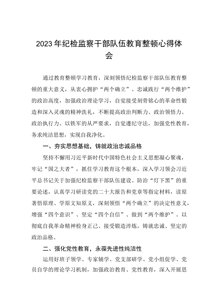 关于2023年纪检监察干部队伍教育整顿活动心得体会十四篇.docx_第1页