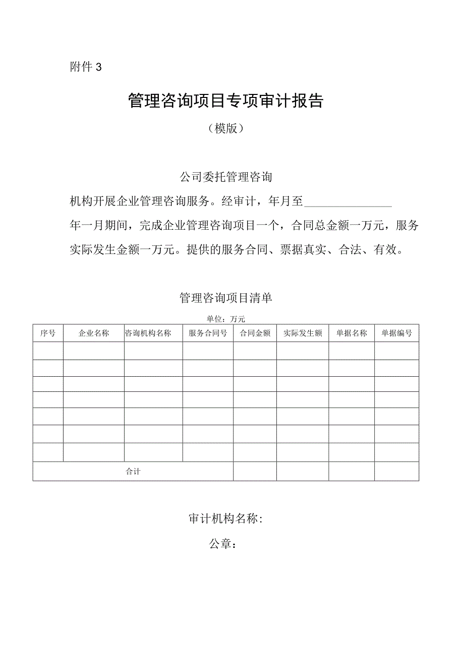 管理咨询项目专项审计报告（模版）.docx_第1页