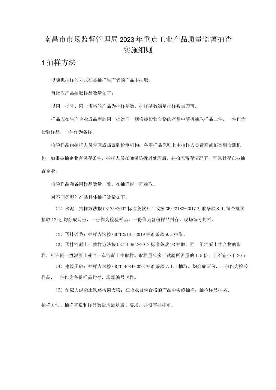 南昌市市场监督管理局 2023 年重点工业产品质量监督抽查 实施细则.docx_第1页