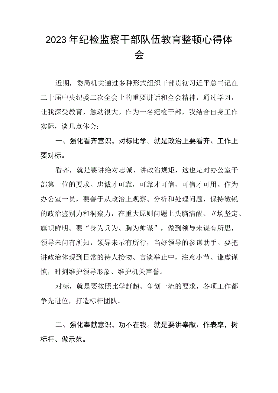 关于2023年纪检监察干部队伍教育整顿活动的心得体会6篇.docx_第3页