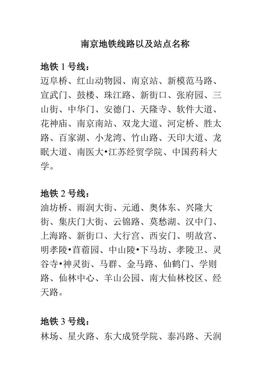 南京地铁线路以及站点名称.docx_第1页