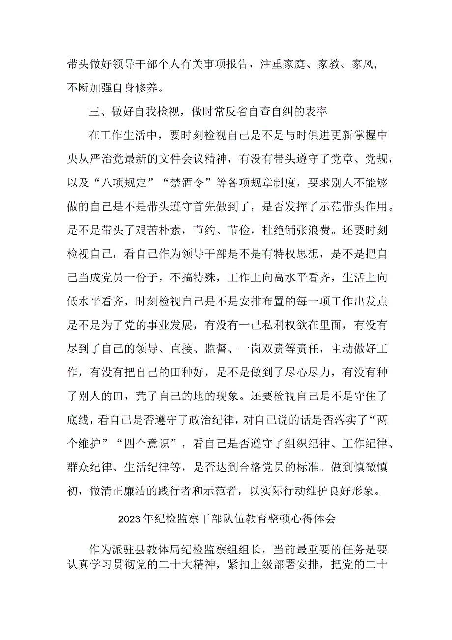 区县2023年纪检监察干部队伍思想教育整顿个人心得体会 （样板8份）.docx_第2页