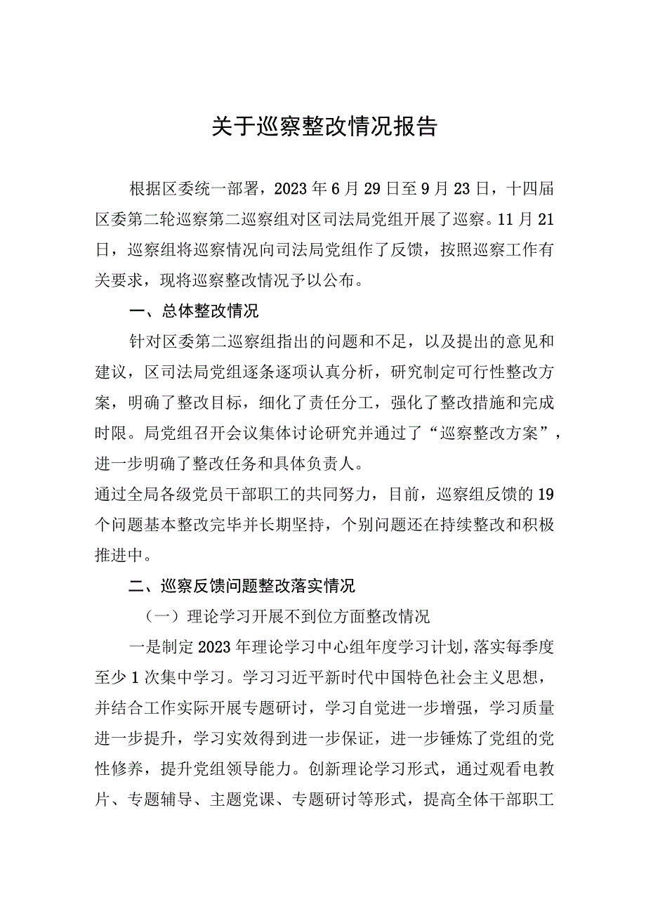 关于巡察整改情况报告.docx_第1页