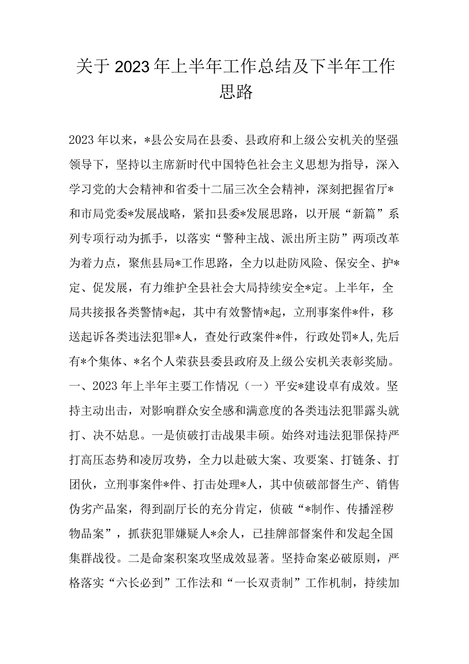 关于2023年上半年工作总结及下半年工作思路.docx_第1页