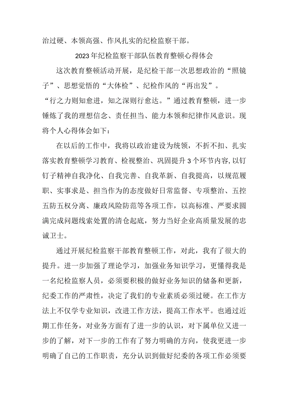 区县2023年纪检监察干部队伍思想教育整顿个人心得体会 精编八份.docx_第2页