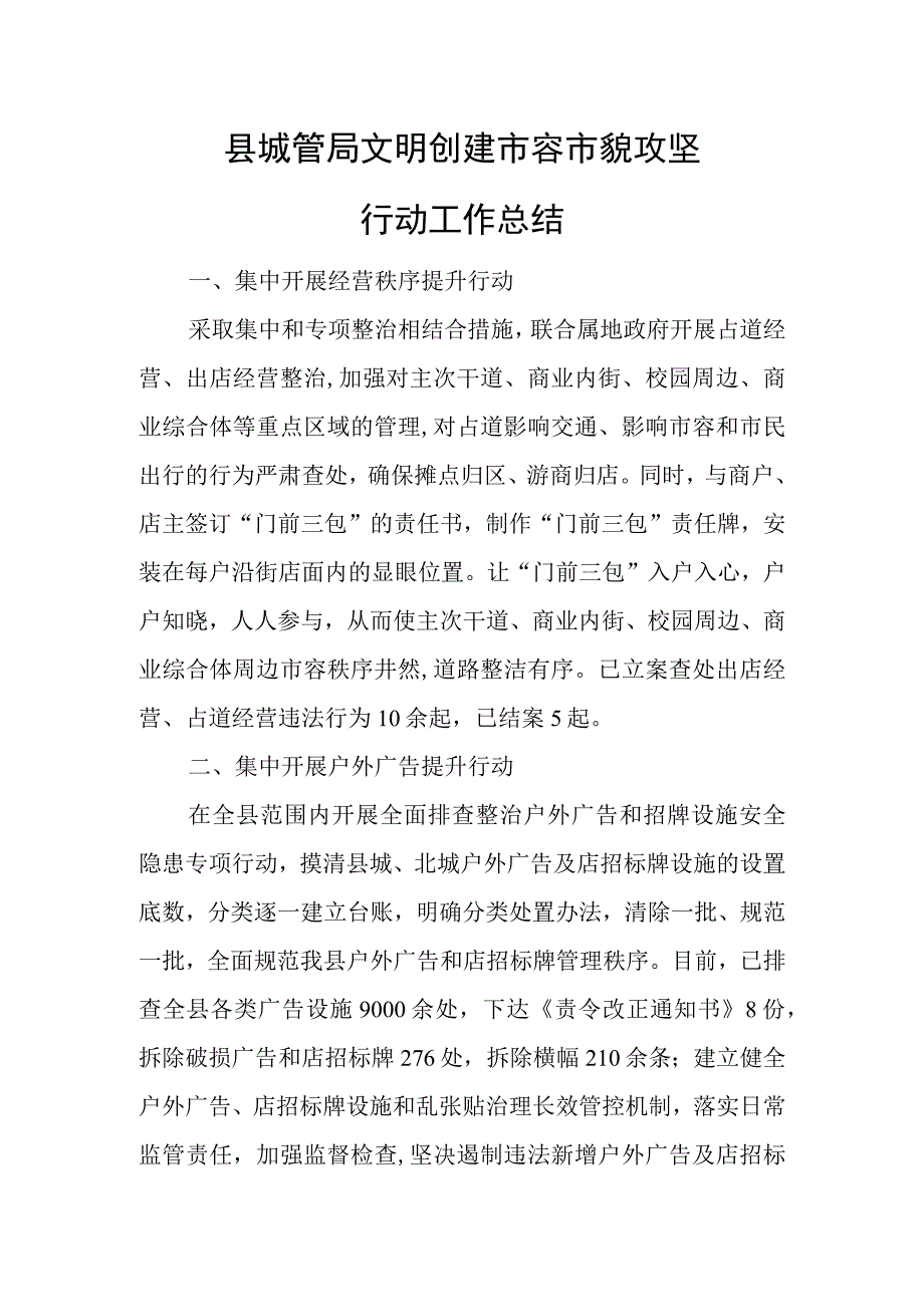 县城管局文明创建市容市貌攻坚行动工作总结.docx_第1页