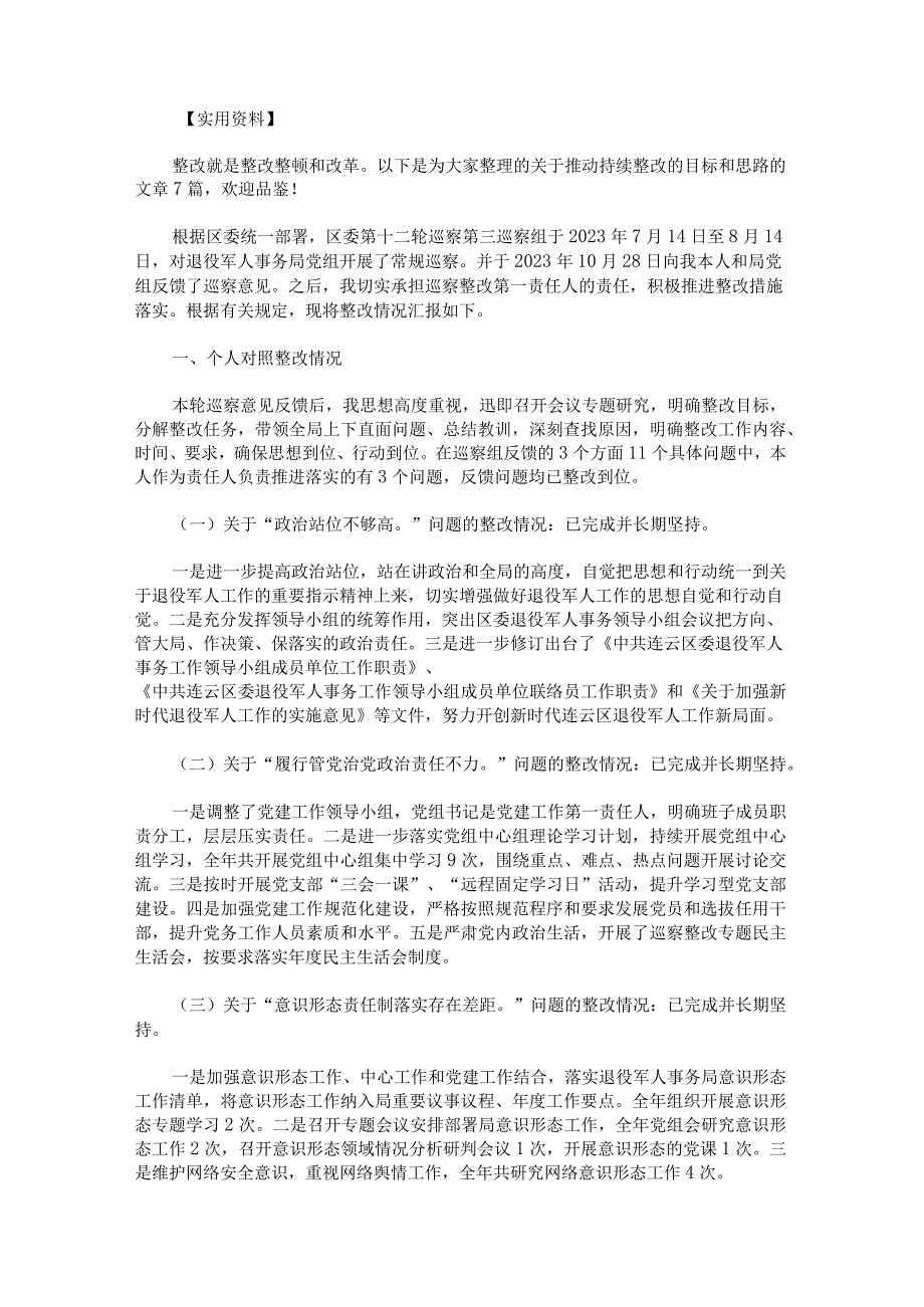 推动持续整改的目标和思路.docx_第1页