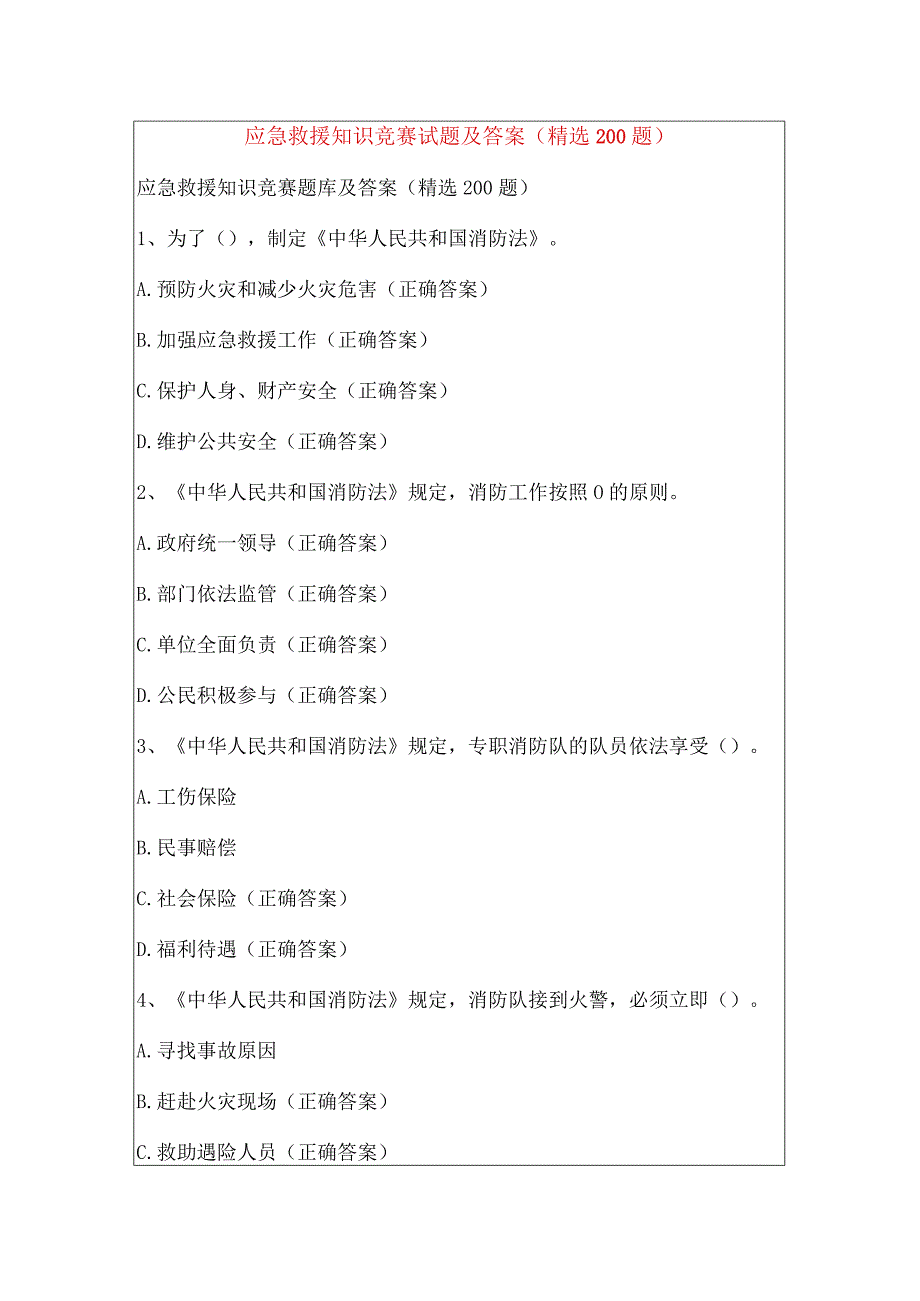 应急救援知识竞赛试题及答案（精选200题）.docx_第1页