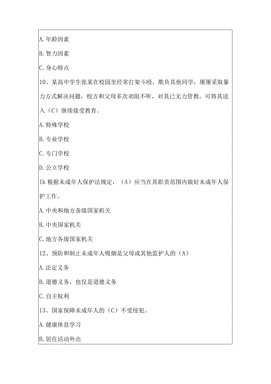 未成年人保护法知识竞赛试题及答案230题.docx_第3页