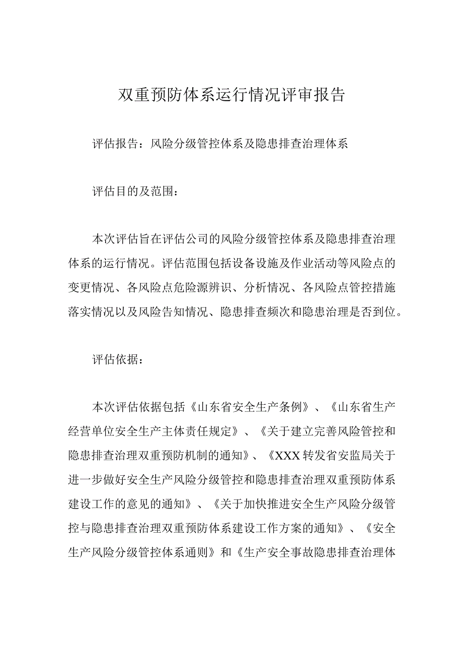 双重预防体系运行情况评审报告.docx_第1页