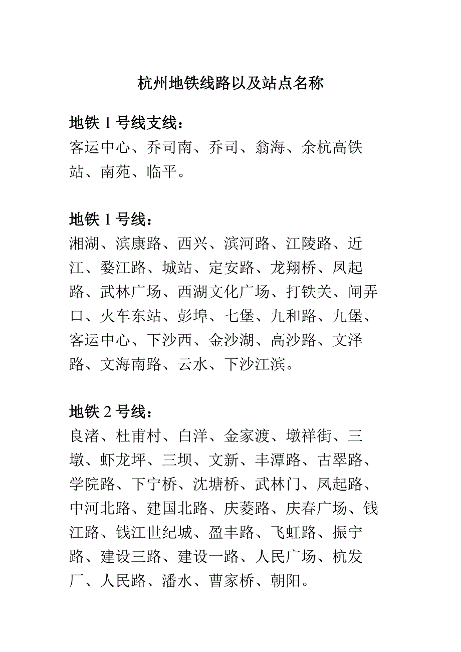 杭州地铁线路以及站点名称.docx_第1页