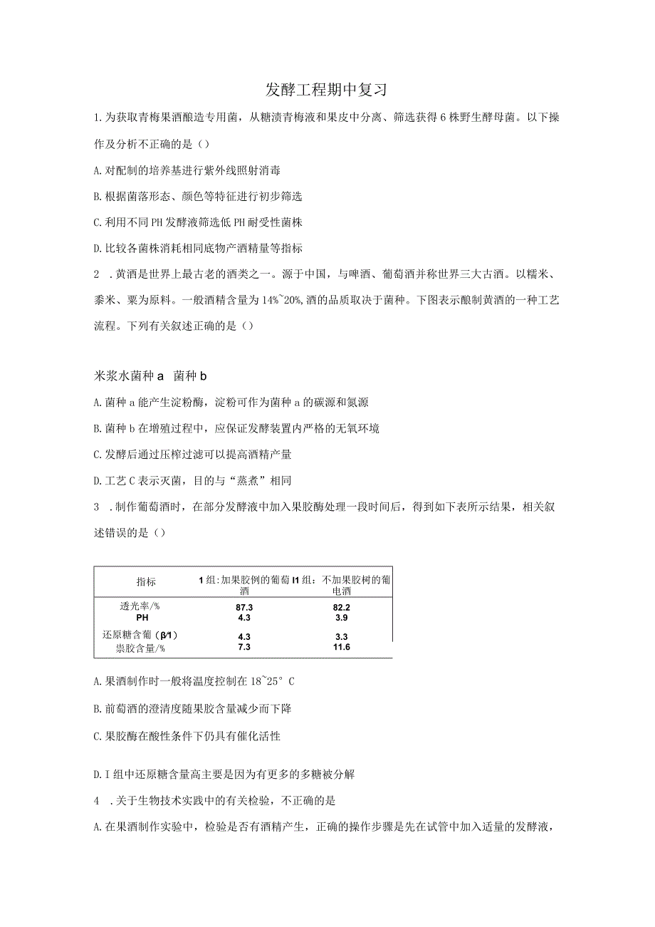 发酵工程 期中复习公开课.docx_第1页