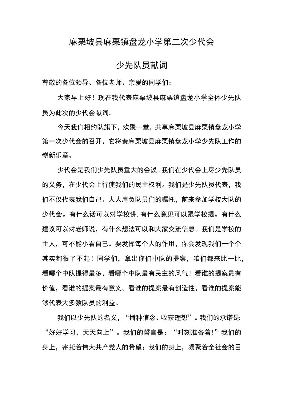 少先队员代表献词.docx_第1页