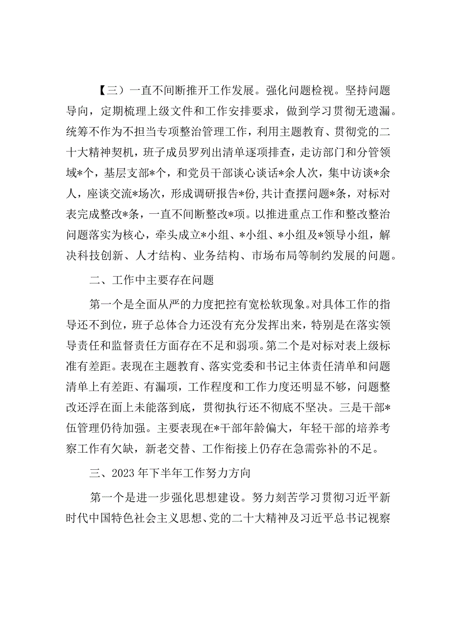 国企党委2023年上半年落实全面从严治党主体责任情况自查报告.docx_第3页