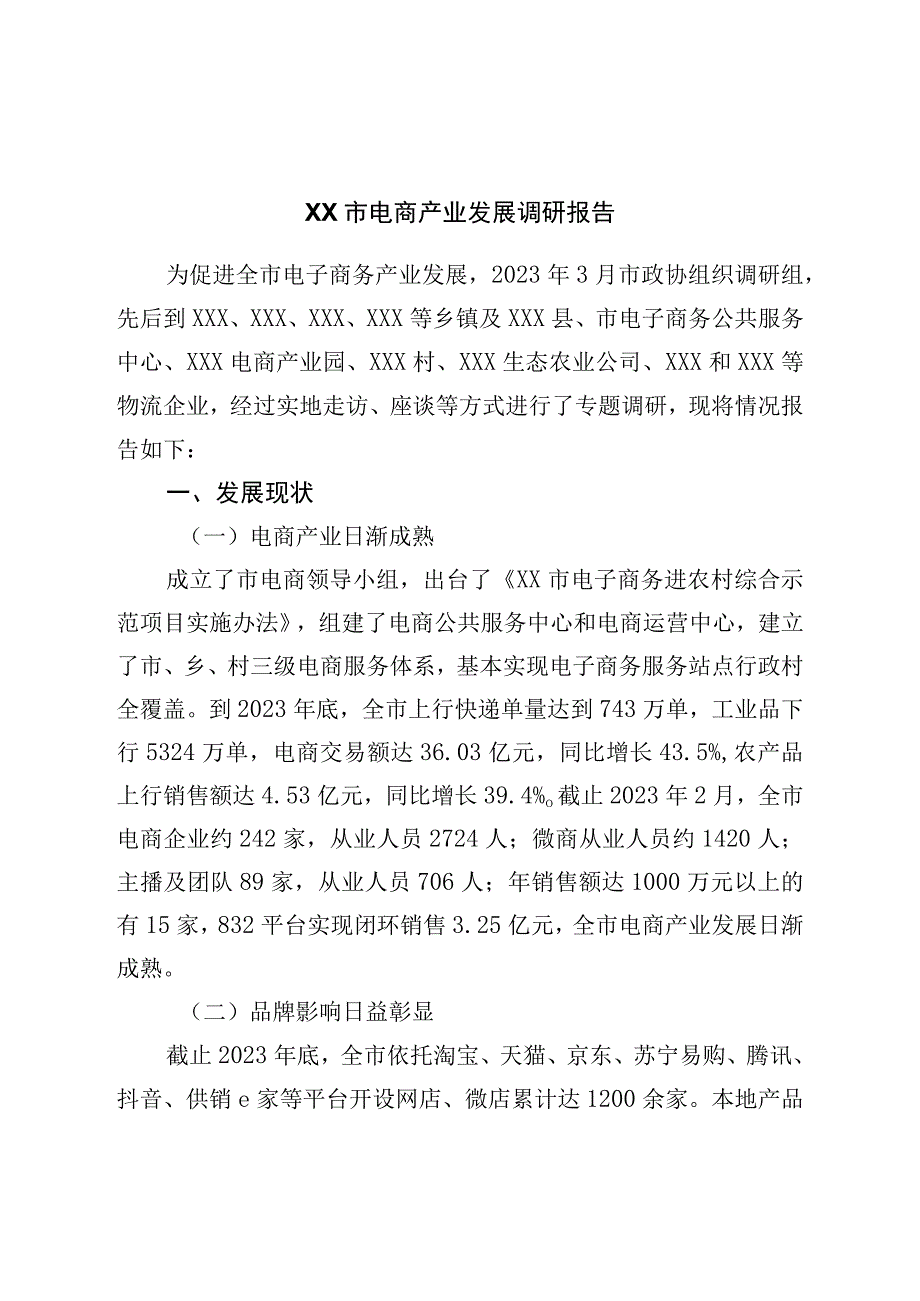 市电商产业发展调研报告.docx_第1页