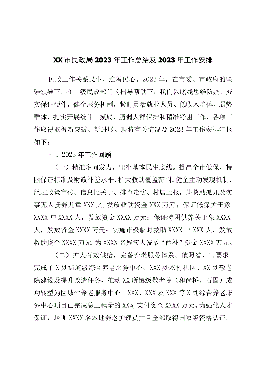 民政局2022年工作总结及2023年工作安排.docx_第1页