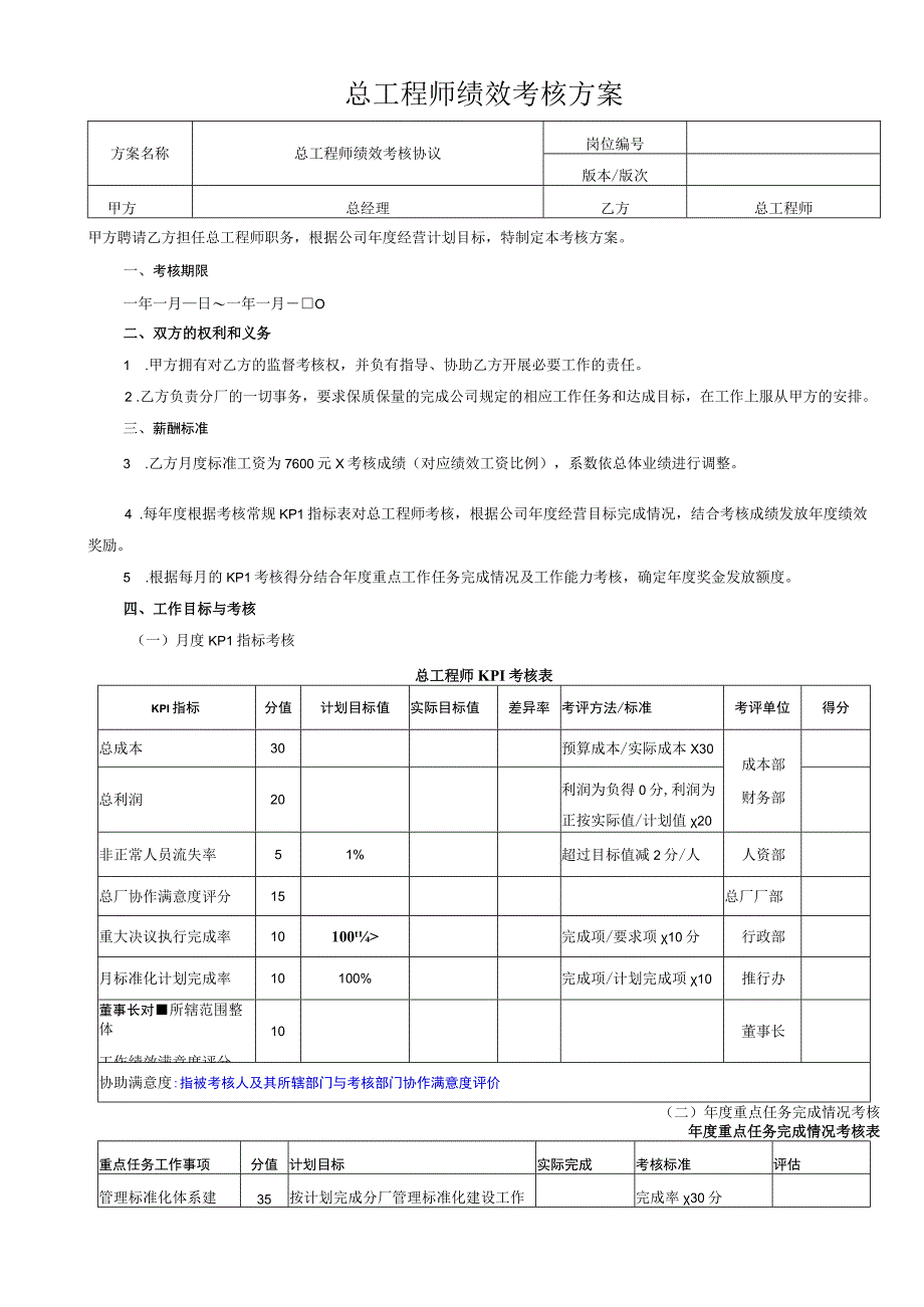 总工程师绩效考核方案.docx_第1页