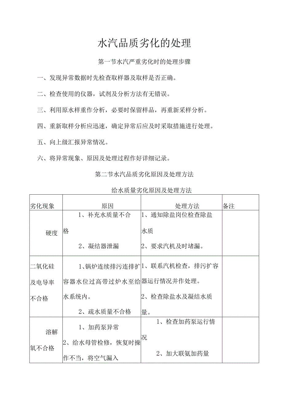 水汽品质劣化的处理.docx_第1页