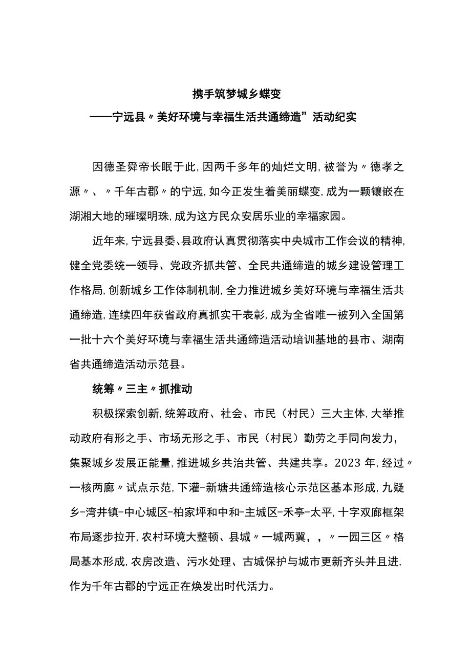 宁远县“美好环境与幸福生活共同缔造”活动纪实.docx_第1页