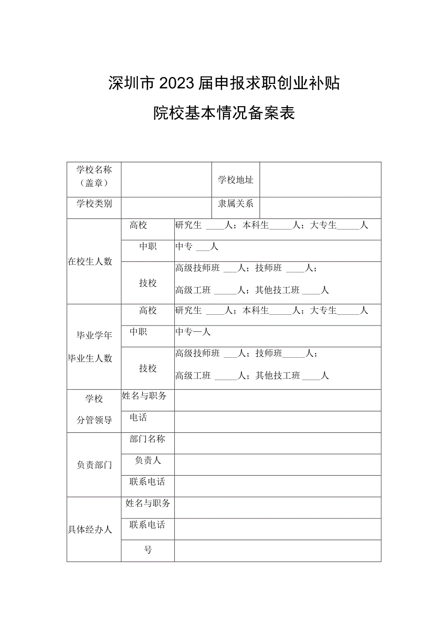 深圳市2020届申报求职创业补贴院校基本情况备案表.docx_第1页