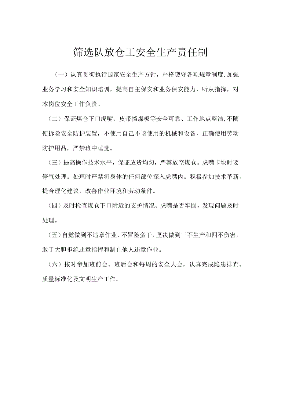 筛选队放仓工安全生产责任制模板范本.docx_第1页