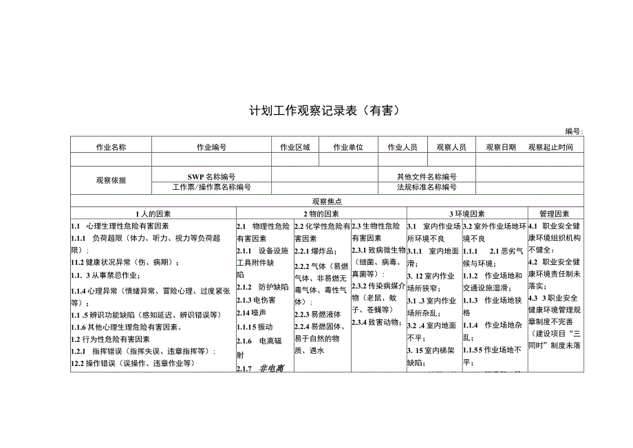 计划工作观察记录表（有害）.docx_第1页