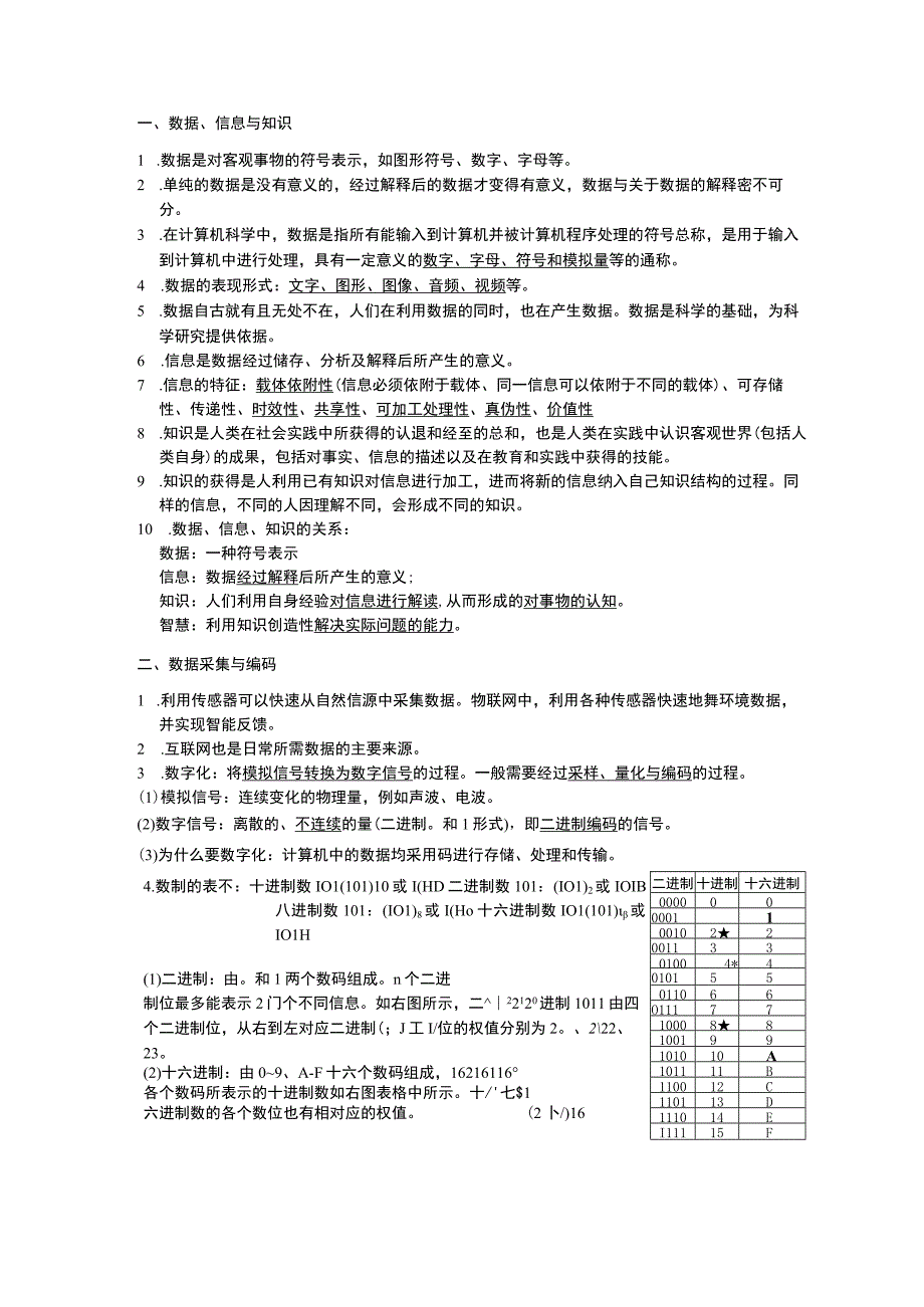 第一部分必修1数据与信息知识点公开课.docx_第2页