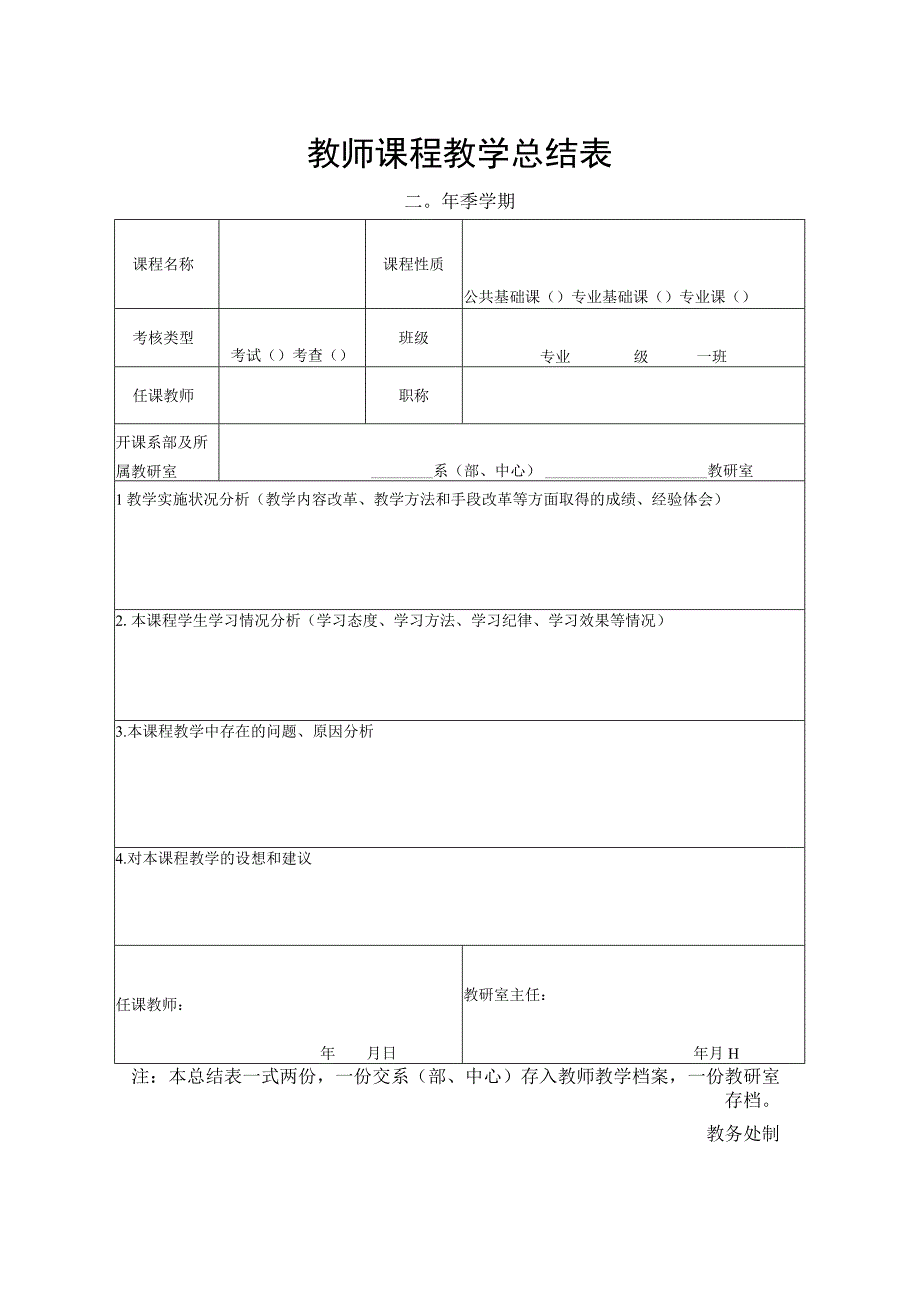 课程教学总结表.docx_第1页