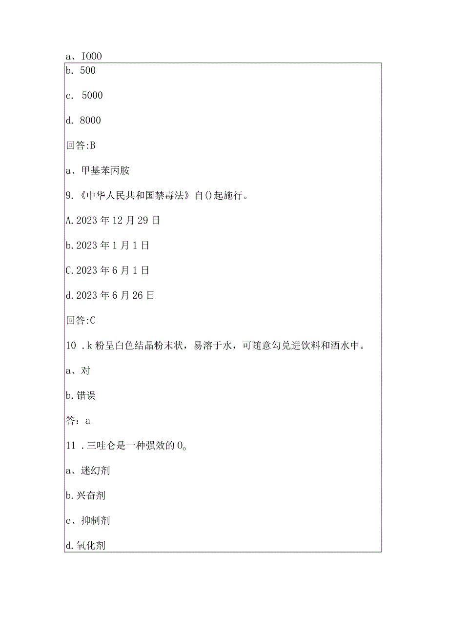 禁毒知识竞赛试题及答案84题.docx_第3页