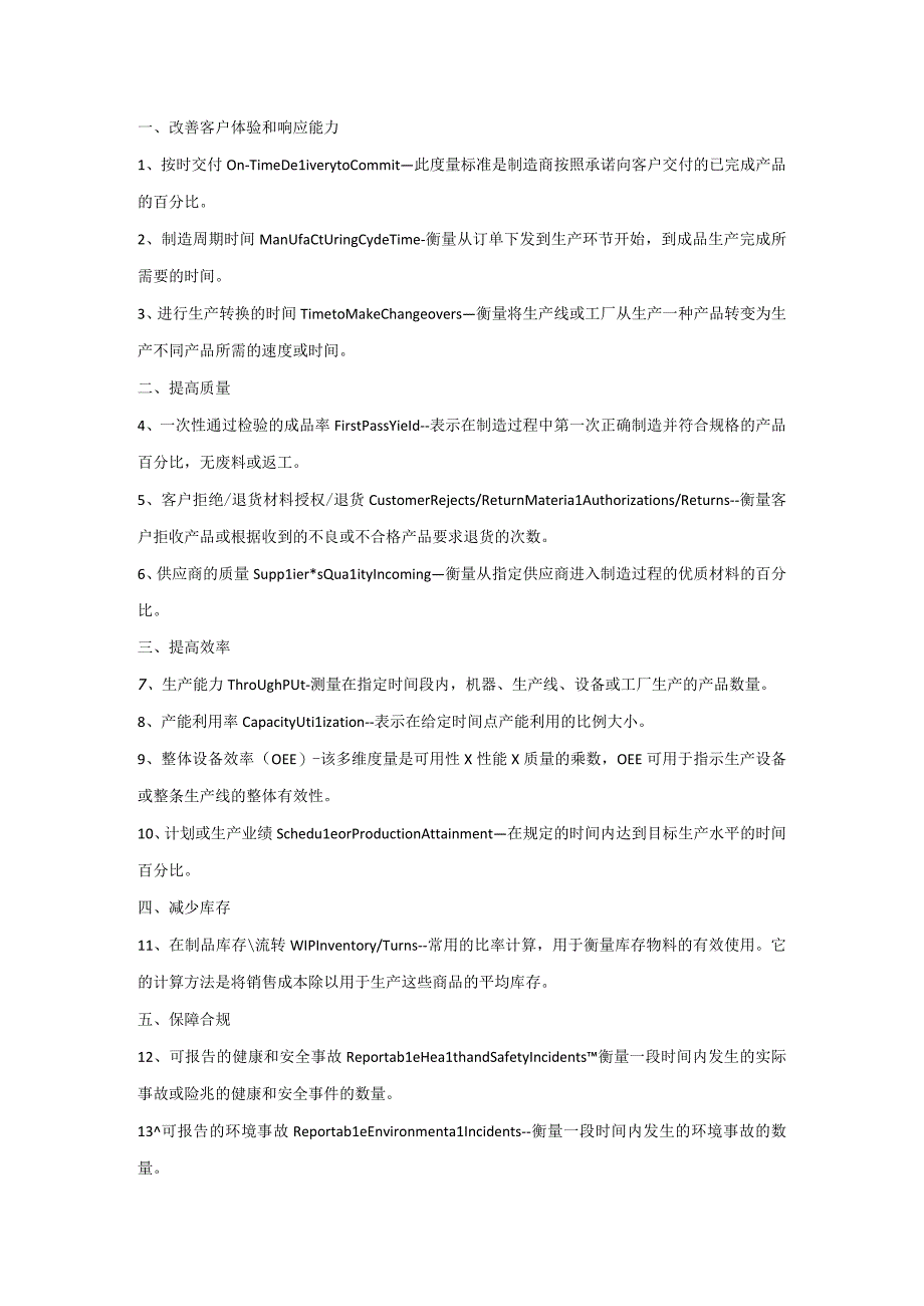 管理资料：28个生产制造关键指标.docx_第1页