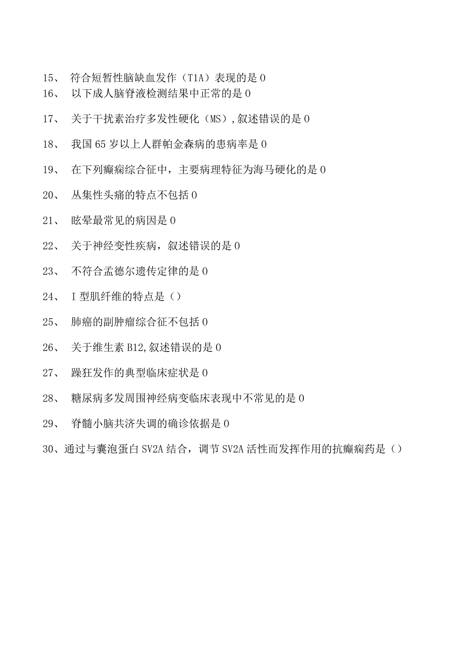 2023神经内科(医学高级)单项选择题试卷(练习题库)4.docx_第2页