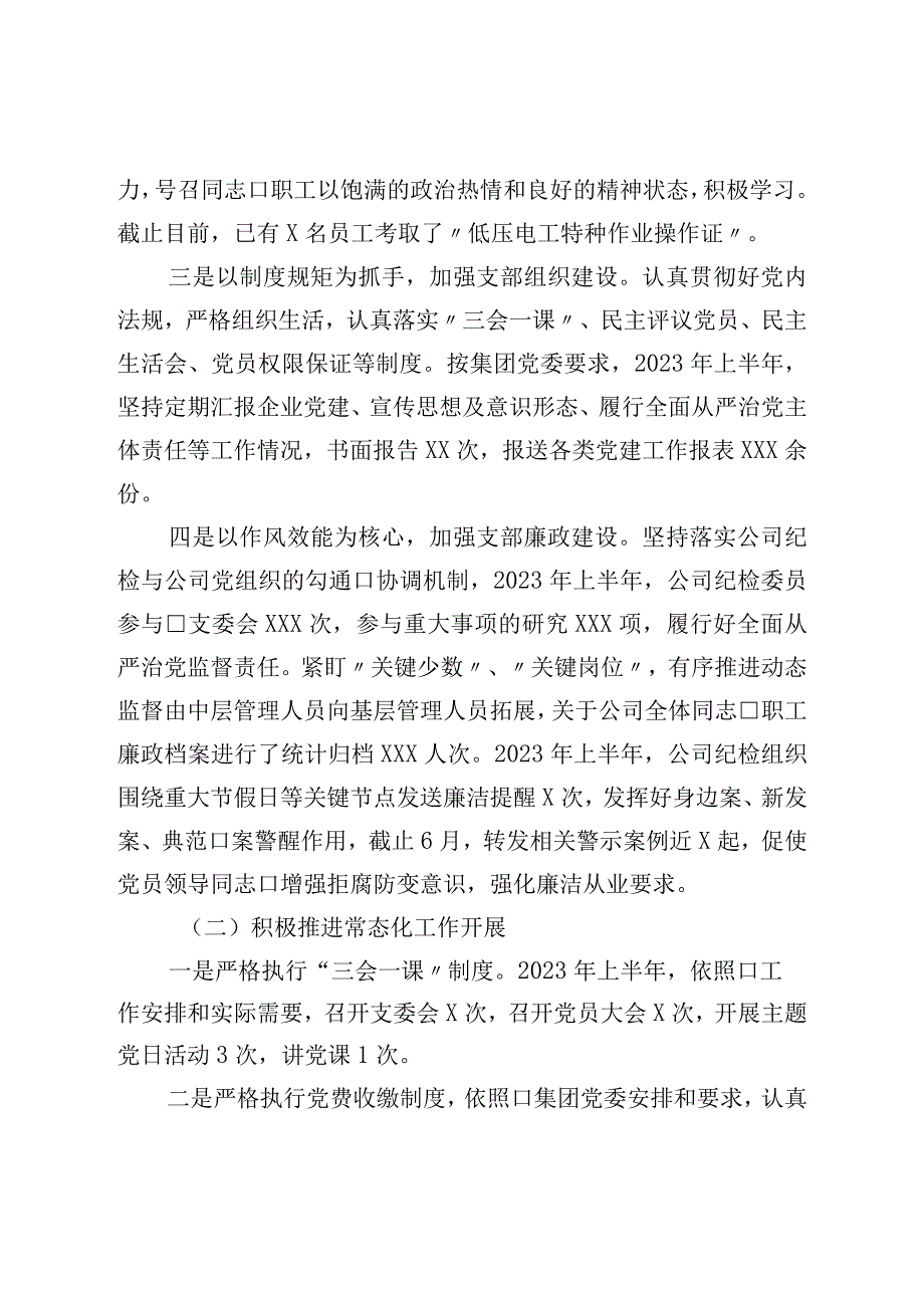 2023年上半年党建工作及履行全面从严治党情况的报告.docx_第2页