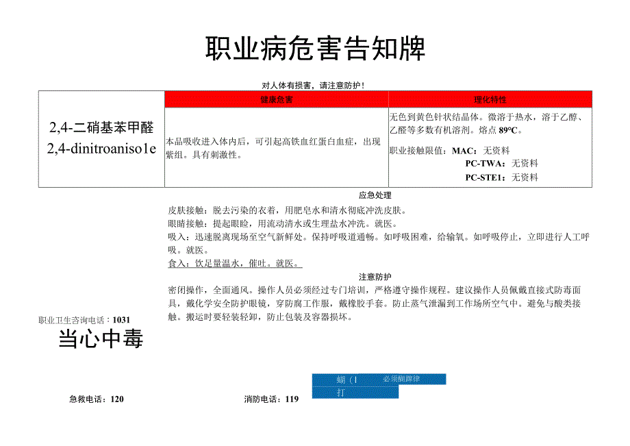 2,4-二硝基苯甲醚-病危害告知牌.docx_第1页