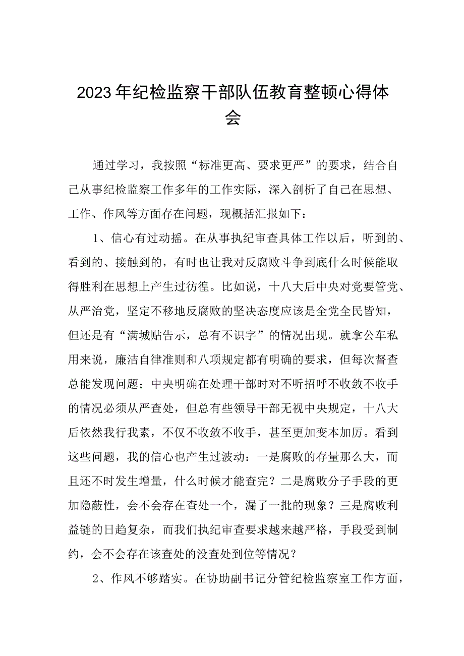 2023纪检监察干部队伍教育整顿心得体会感悟十四篇.docx_第1页