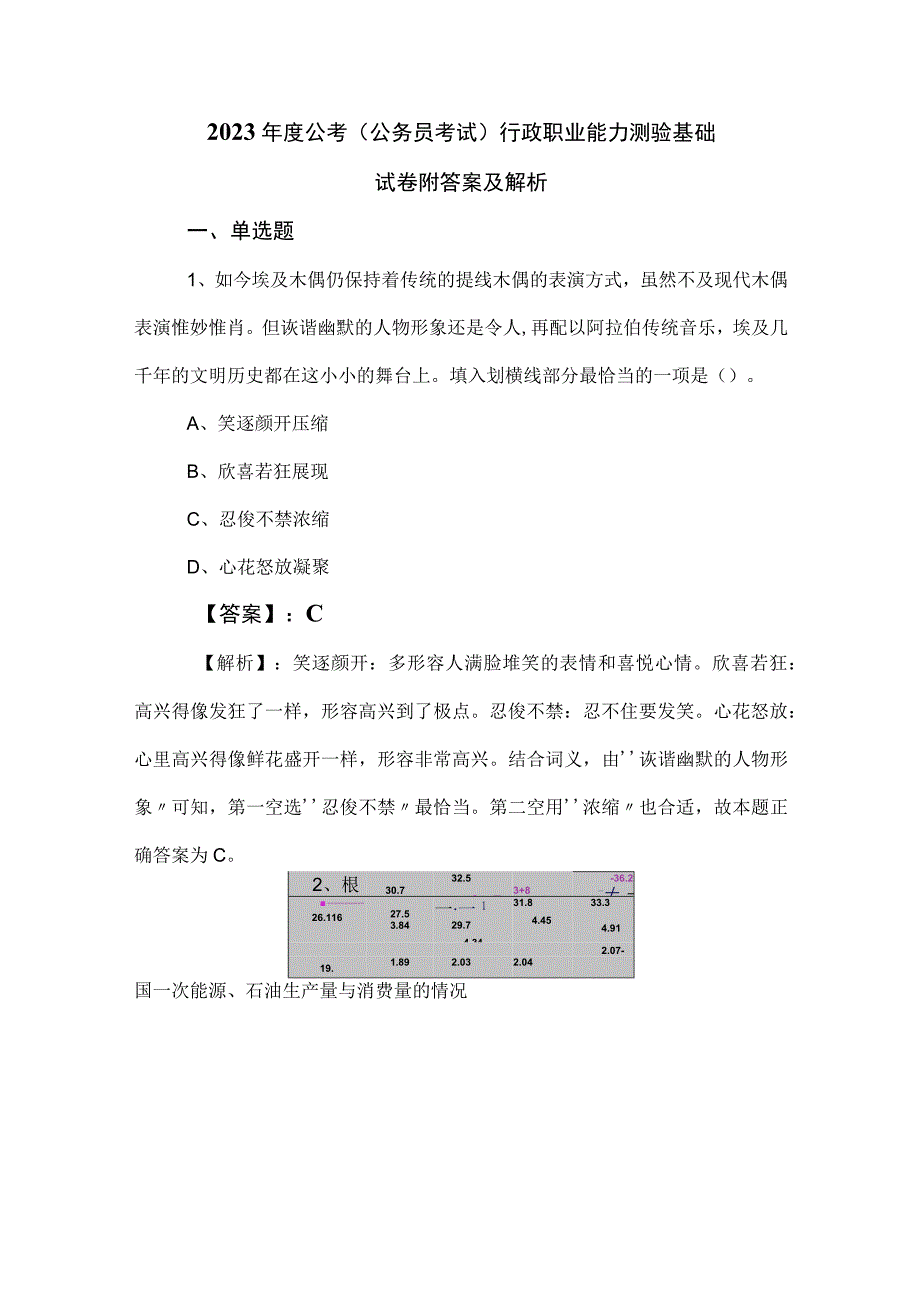 2023年度公考（公务员考试）行政职业能力测验基础试卷附答案及解析.docx_第1页