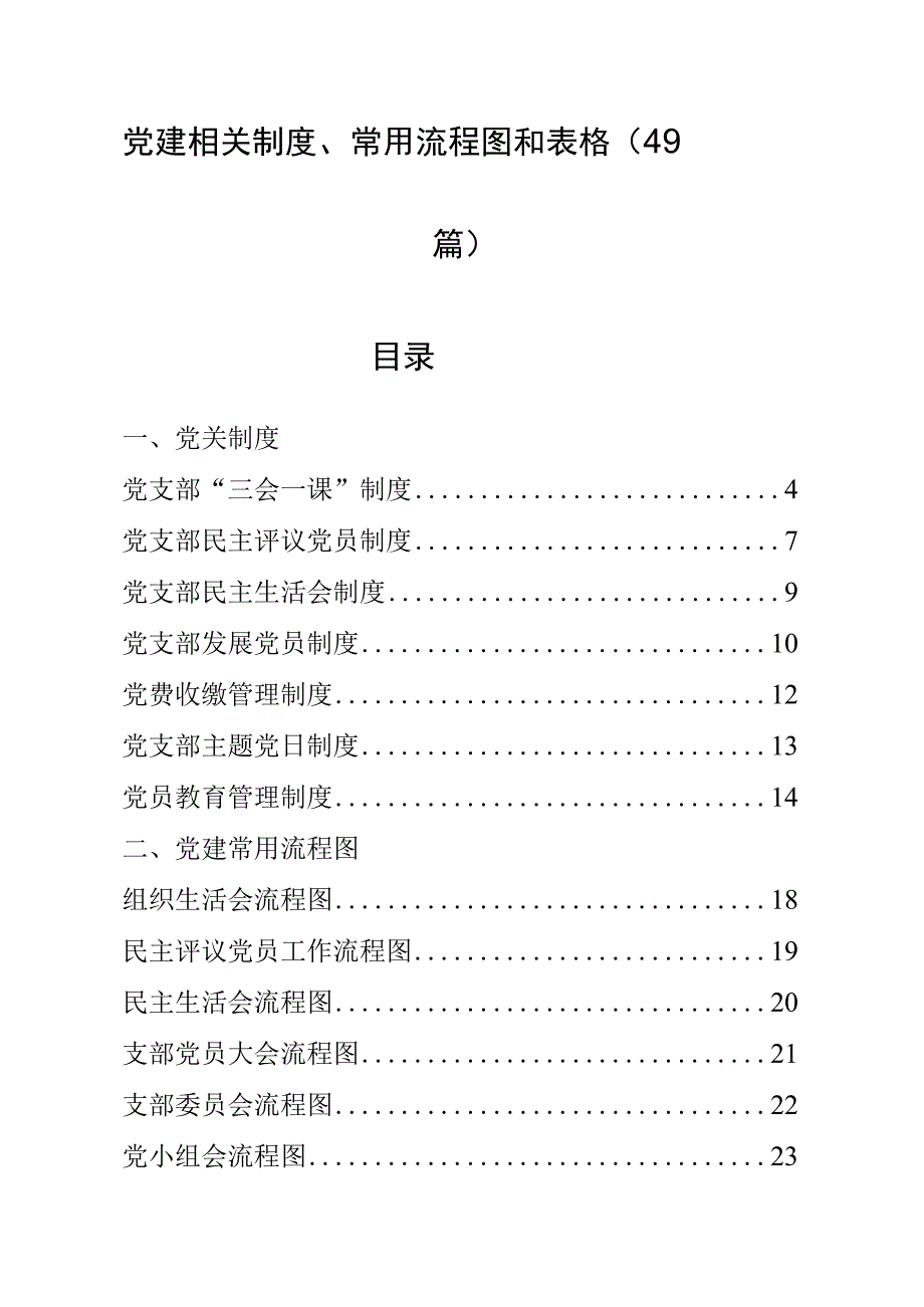 党建相关制度 、常用流程图和表格（49篇）.docx_第1页