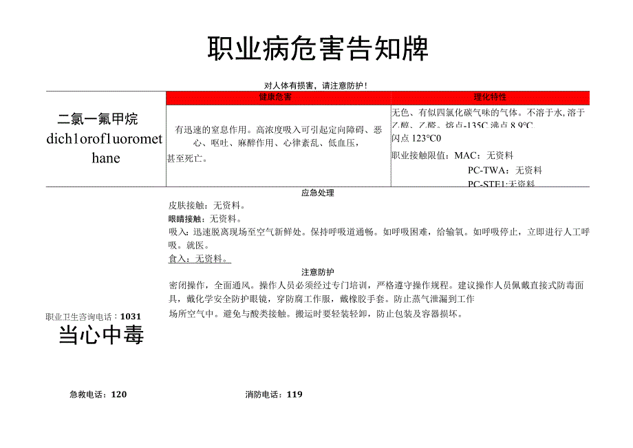 二氯一氟甲烷-职业病危害告知牌.docx_第1页